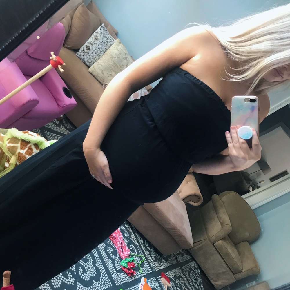 Strapless black maxi dress
